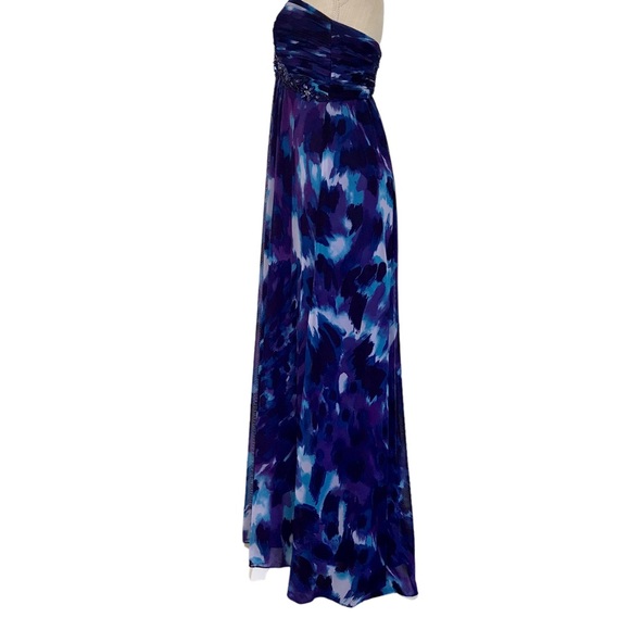 Ocean blue XSCAPE Maxi formal chiffon dress in size 4 - Picture 3 of 15